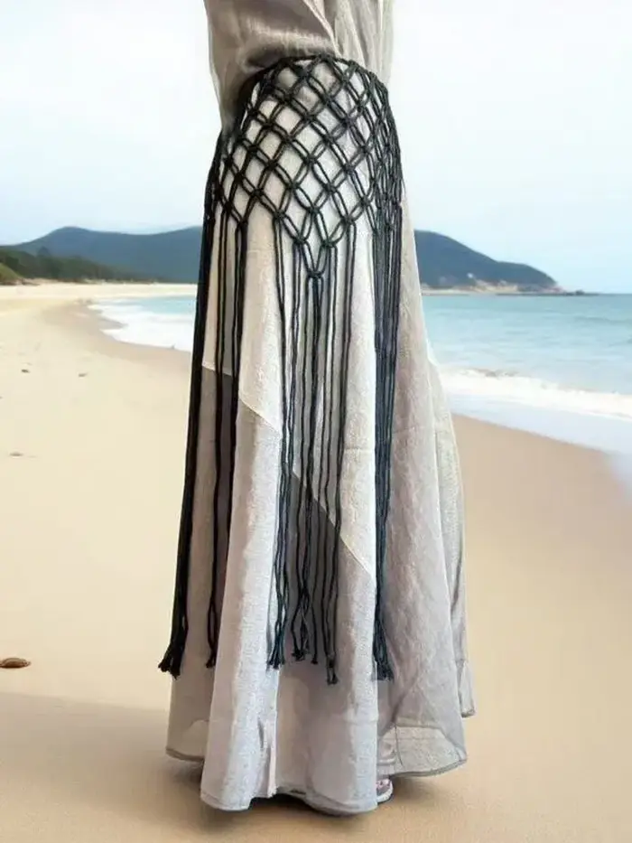 Ceintures Macramé à Franges – Ceinture Bohème à Nœuds Faits Main avec Pompons – Accessoire Chic pour Femme Été 2026