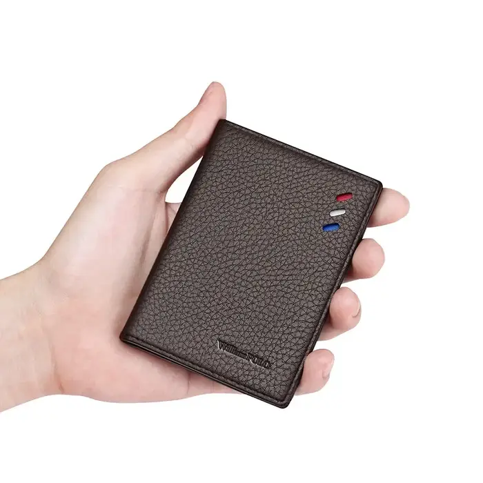Marque affaires hommes portefeuille en cuir véritable gaufrage portefeuille banque carte de crédit p