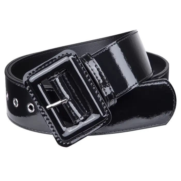 Ceinture large en cuir verni environnemental pour hommes et femmes, ceinture carrée chic, ceinture r