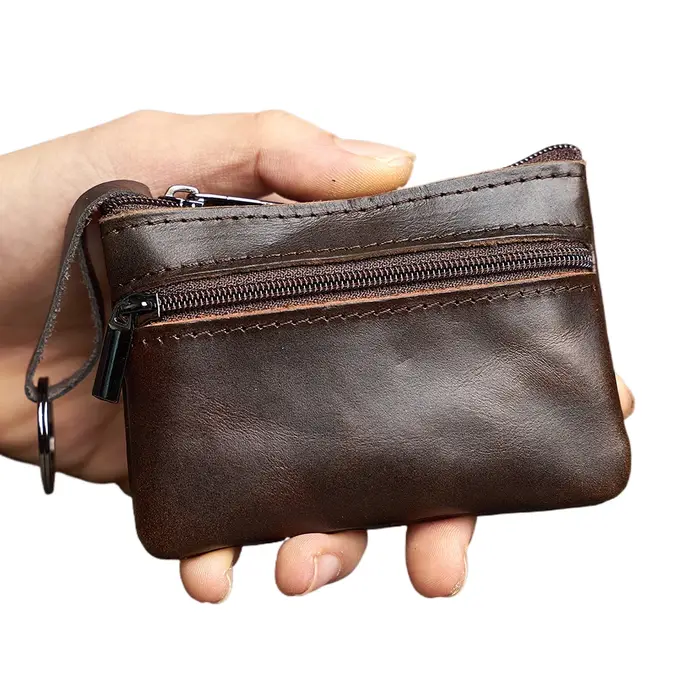 Mini porte-monnaie en cuir unisexe