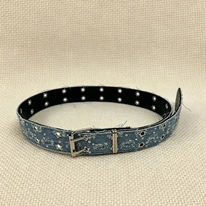 1 ceinture en jean pour femme avec doubles œillets