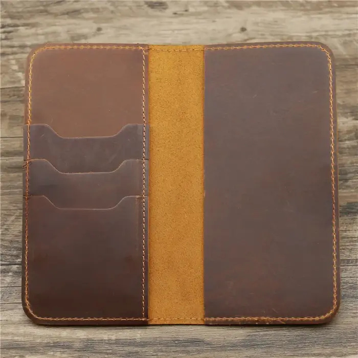 Meilleur portefeuille personnalisé en cuir véritable pour hommes avec porte- chéquier Long
