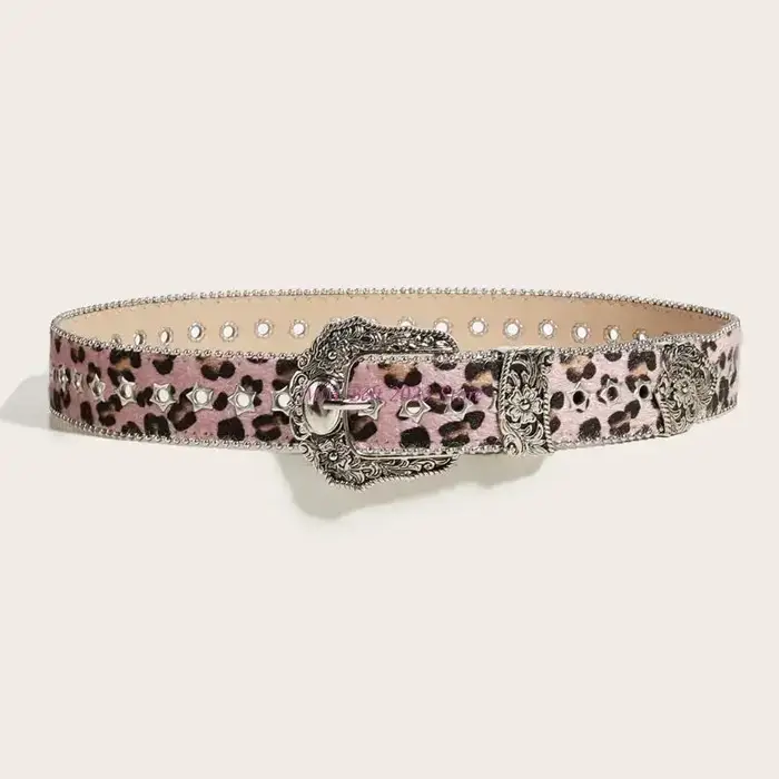 49ME – ceinture imprimée léopard à mode des années avec boucles à ardillon