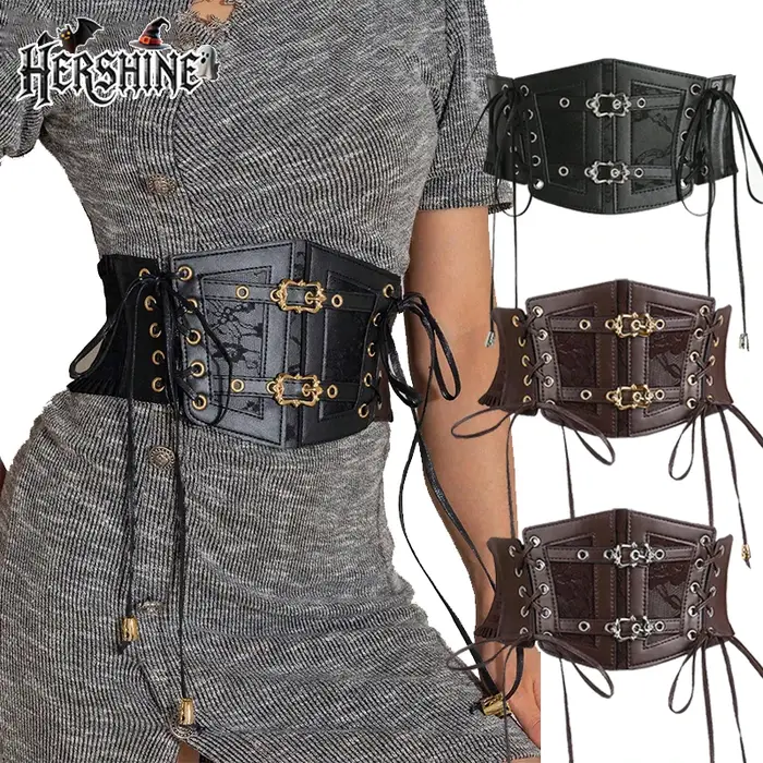 HERSHINE 1 pièce femmes mode boucle en cuir élastique large ceinture