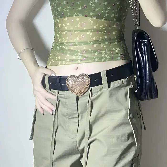 Amour coeur forme boucle femmes ceinture mode tenue décontractée jean accessoires