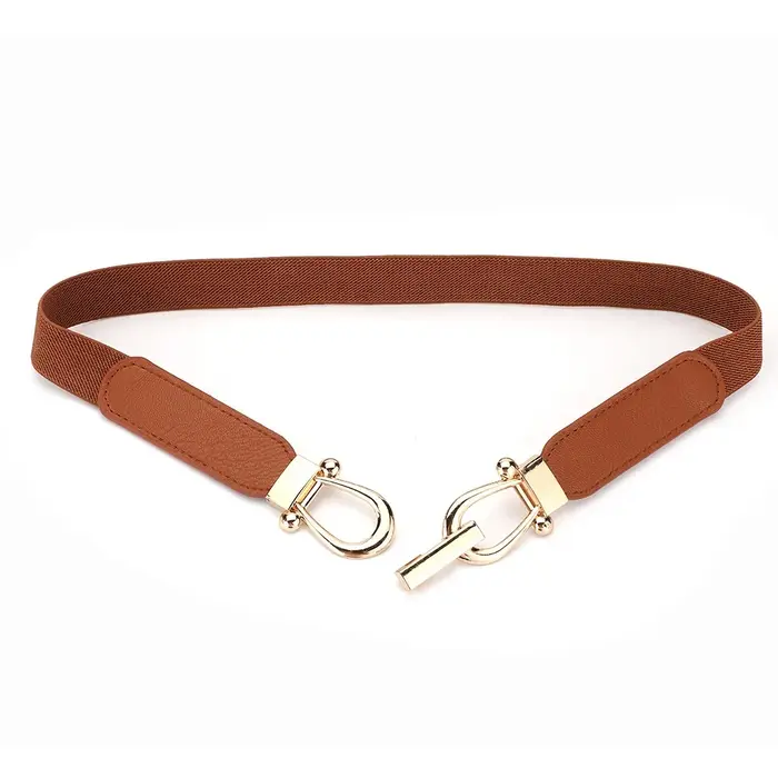 Ceinture Slim boutonnée dorée pour femmes