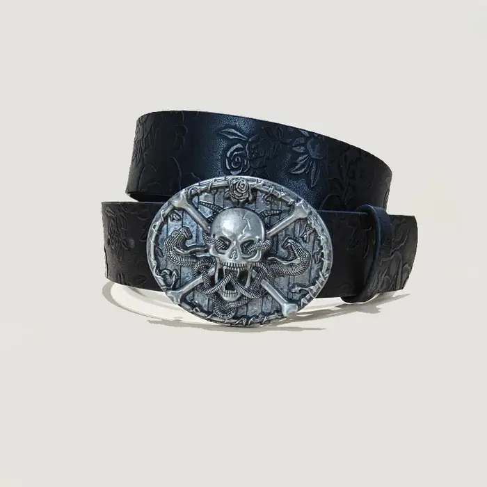 Ceinture en cuir Punk crâne grande taille pour femmes et hommes, Harajuku gothique Y2K, squelette en