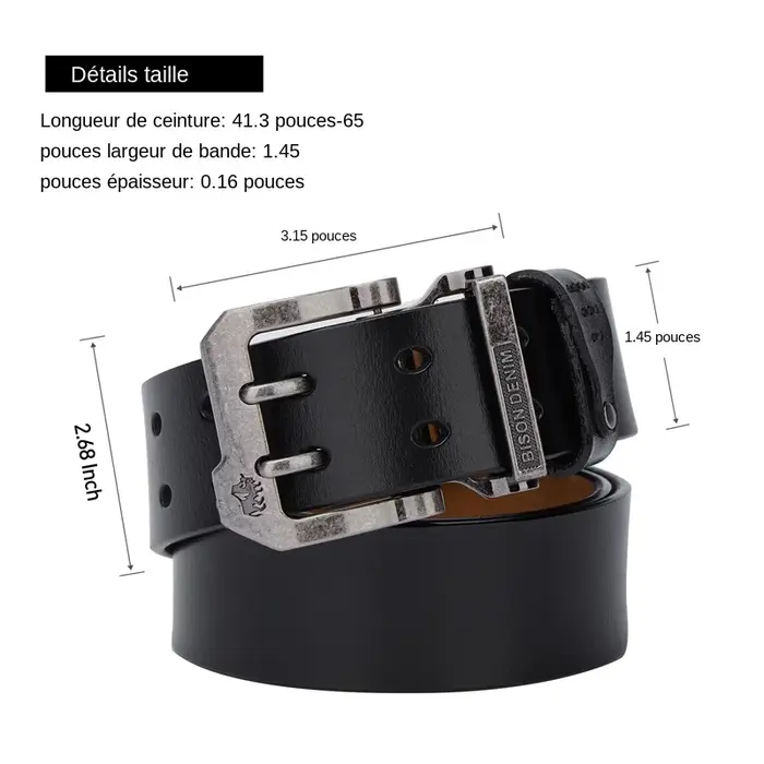 Ceinture en cuir véritable pour hommes