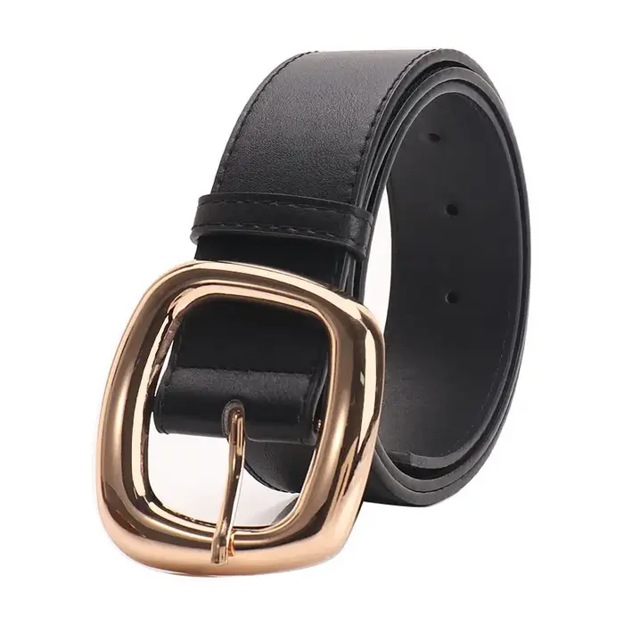 Ceinture large à boucle trapézoïdale polyvalente pour femmes