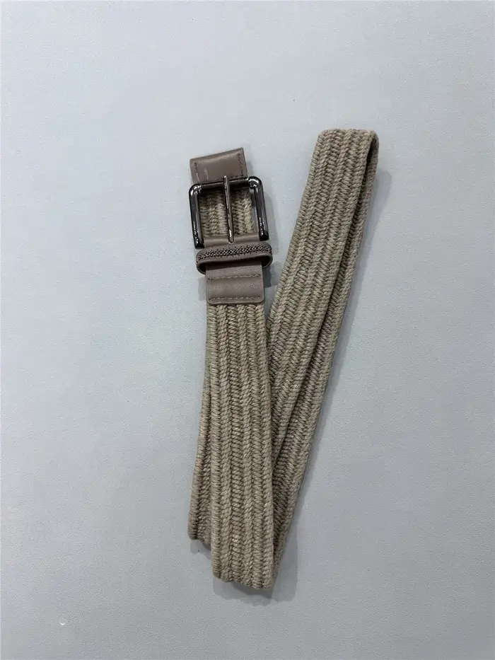 Ceinture en cuir tressé pour femme, ceinture élégante et décontractée ornée de perles