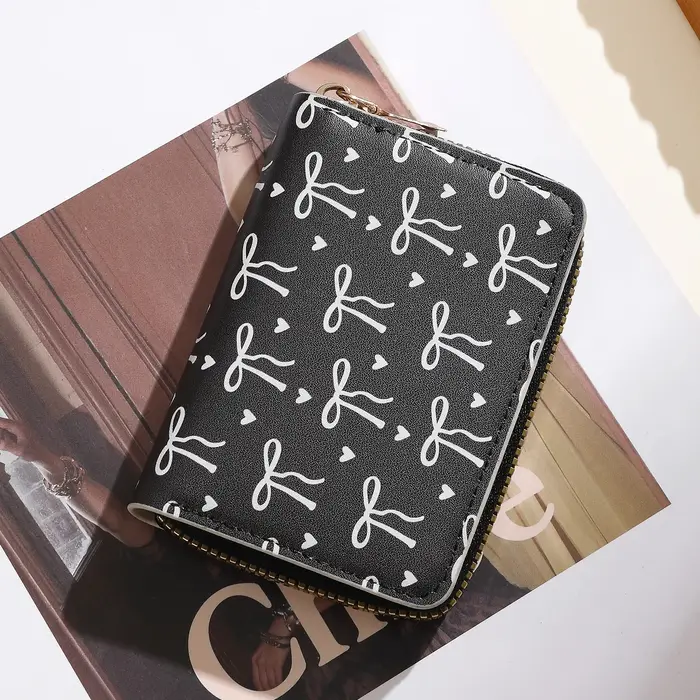 Portefeuille chic vintage à fermeture éclair pour femme - Emplacements sécurisés pour plusieurs cart
