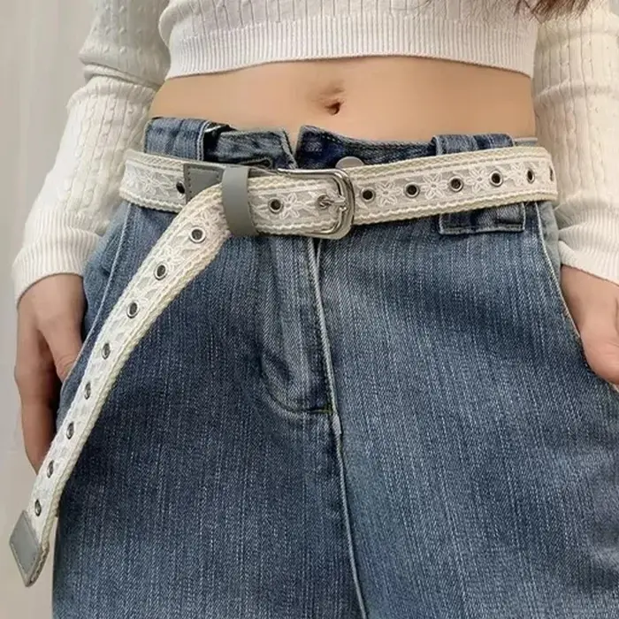 Ceinture en toile vintage avec dentelle pour femme