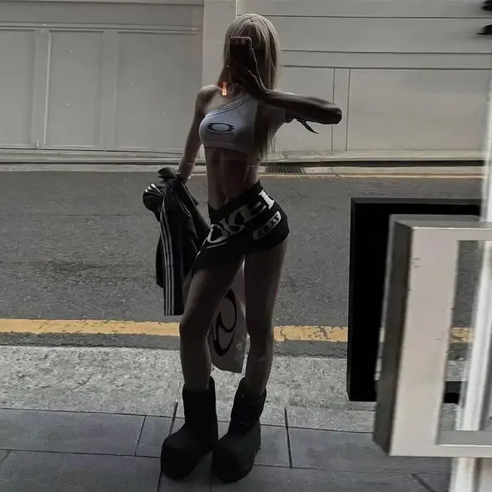 Nouvelle lettre imprimée ceintures noires pour femme Harajuku Streetwear Y2k scène années 2000 Emo accessoire pour