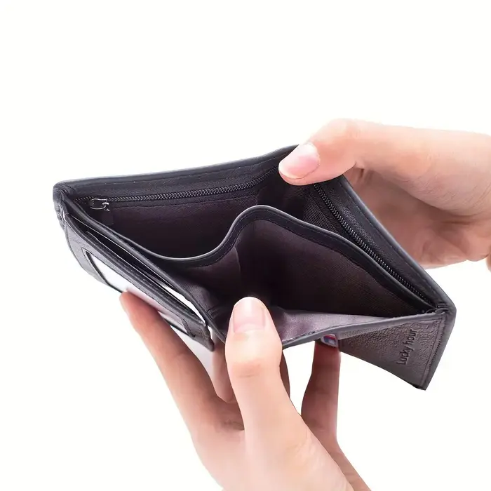 Portefeuille pour hommes en cuir véritable à fente multi-cartes, design compact minimaliste, portefeuille léger et portable, simple et pratique
