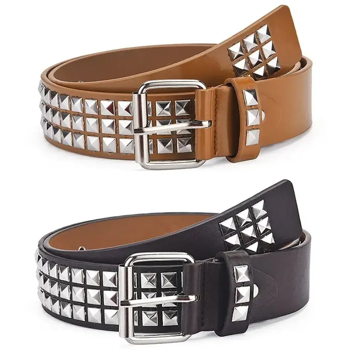 Mode nouvelle perle carrée Rivet ceinture métal pyramide ceinture hommes et femmes Punk matériel jea