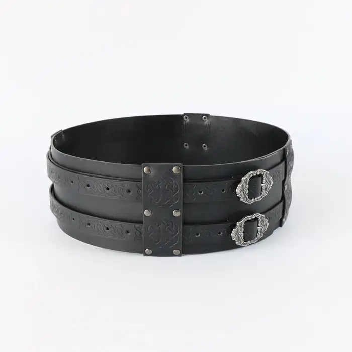 Ceinture en cuir PU double largeur épaisse
