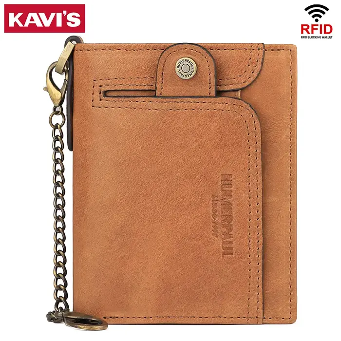 Portefeuille en cuir véritable pour hommes, blocage RFID, porte-carte de crédit, porte-monnaie court