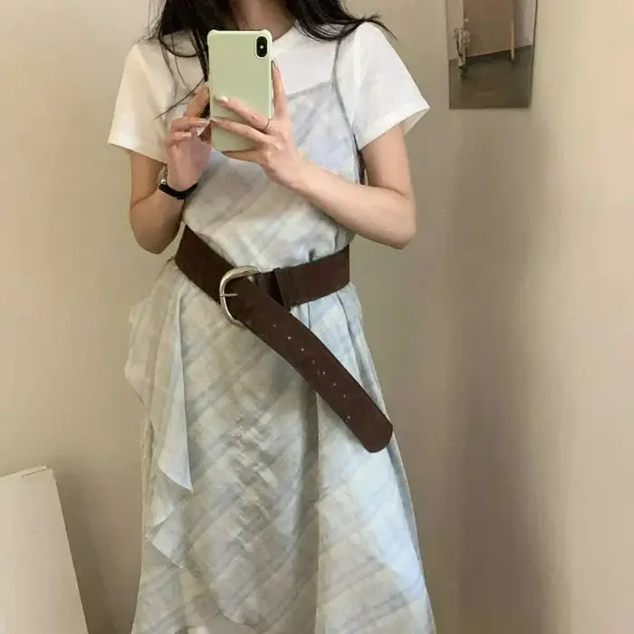 Large ceinture en cuir suédé femmes Chamois