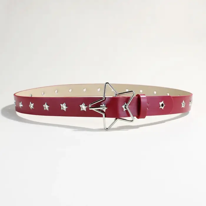 Ceinture décorative à boucle étoile de style punk avec plusieurs trous, petits yeux en forme d'étoil