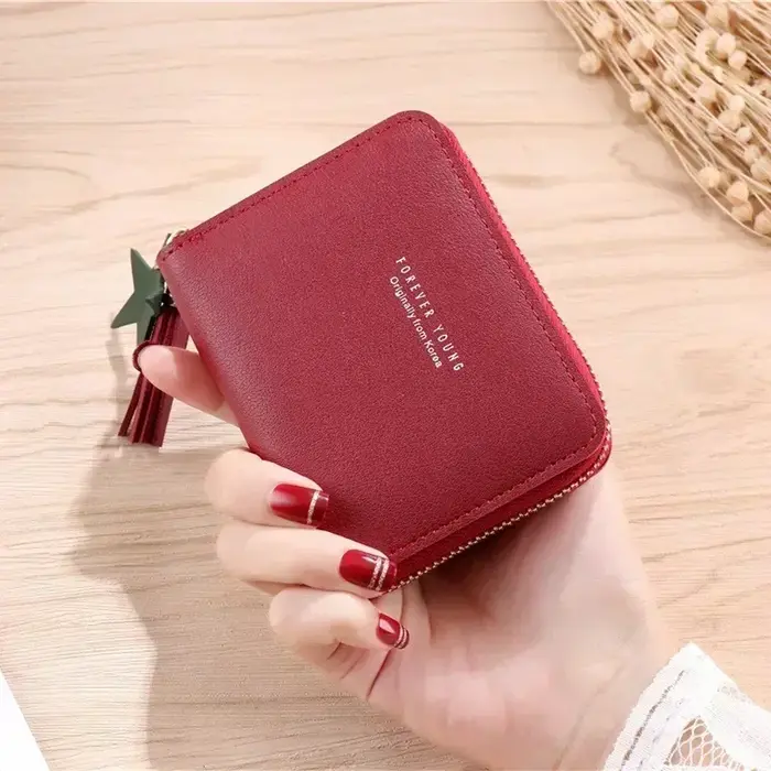 Femmes coréennes petit portefeuille en cuir Pu dames Mini gland