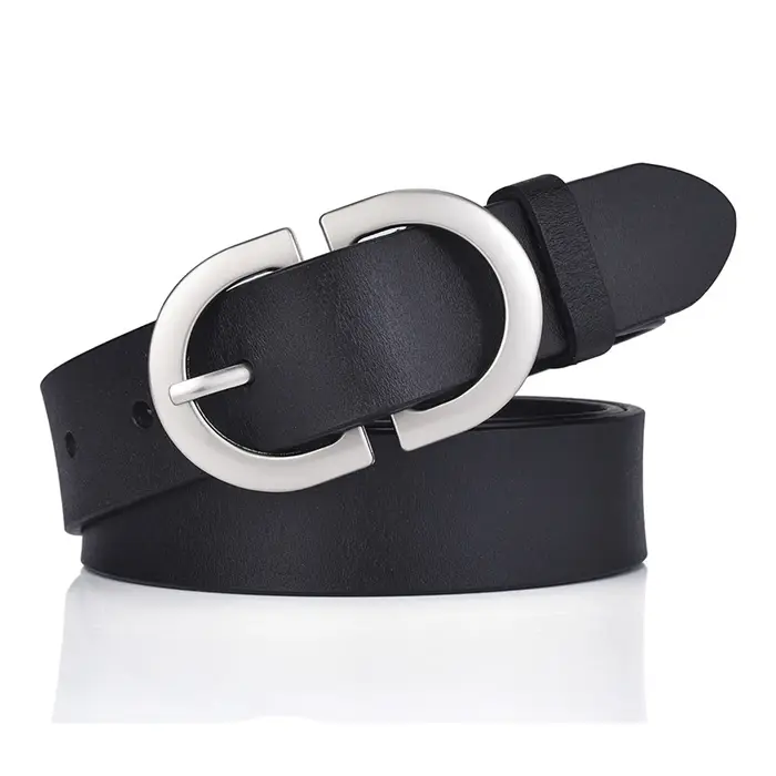 KOLBER Mode Femmes Ceinture En Cuir Boucle En Métal Argenté Cuir Naturel Pantalon Ceinture 2.8cm Cei