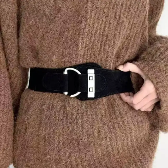Ceinture large en daim pour femmes