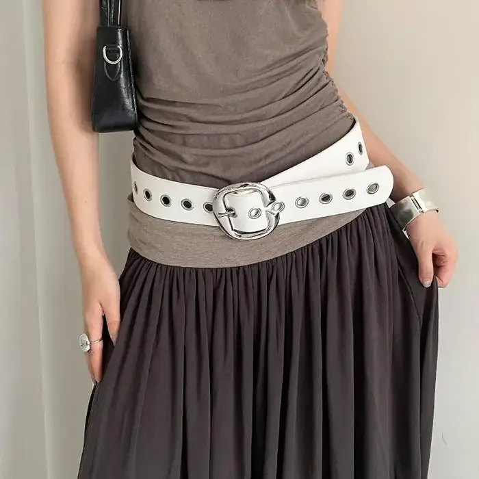Ceinture large en cuir PU pour femme