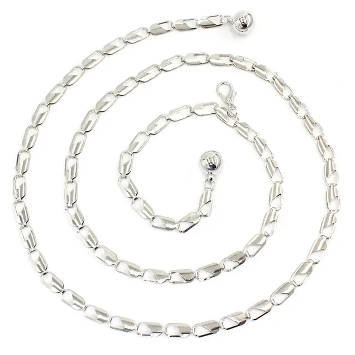 Ceinture de hanche taille haute pour femme, or, argent, métal JOChunky, breloque franges, ventre, co