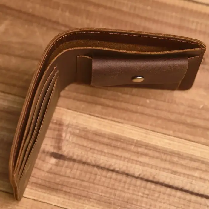 Portefeuille court ZRCX avec poche à monnaie, en cuir véritable