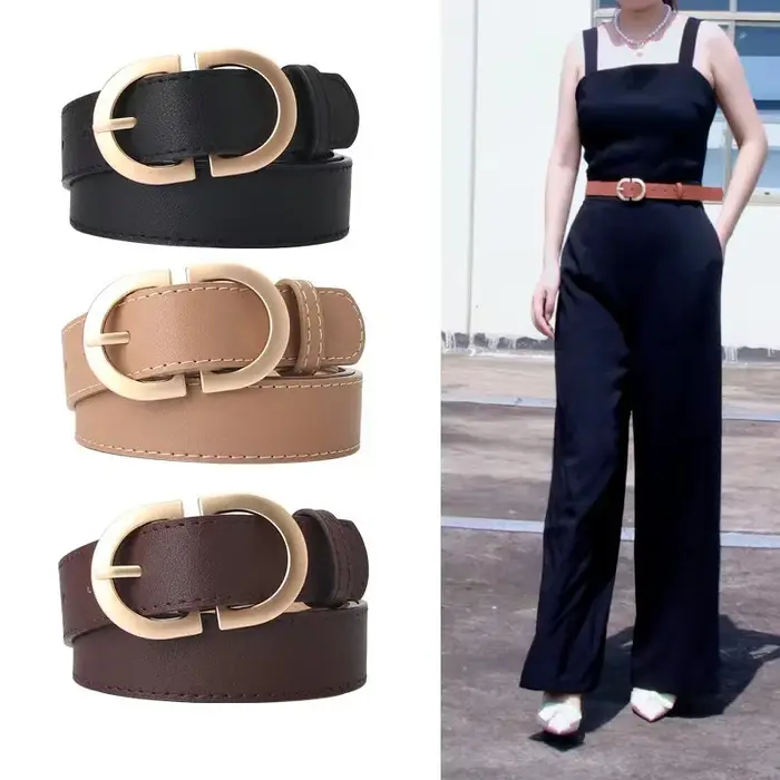 2.8x105cm femme mode ceinture Simple boucle en métal