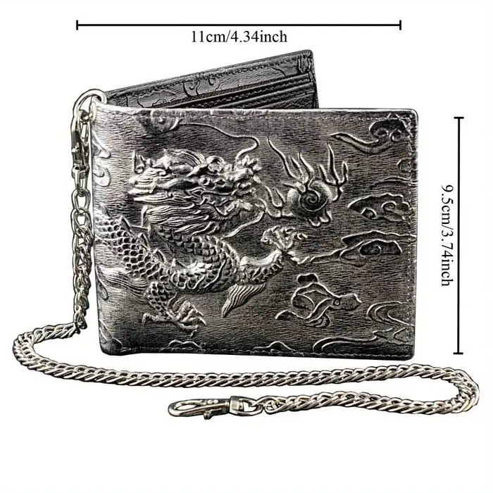 Portefeuille pour homme Punk Rock Biker avec chaîne en métal