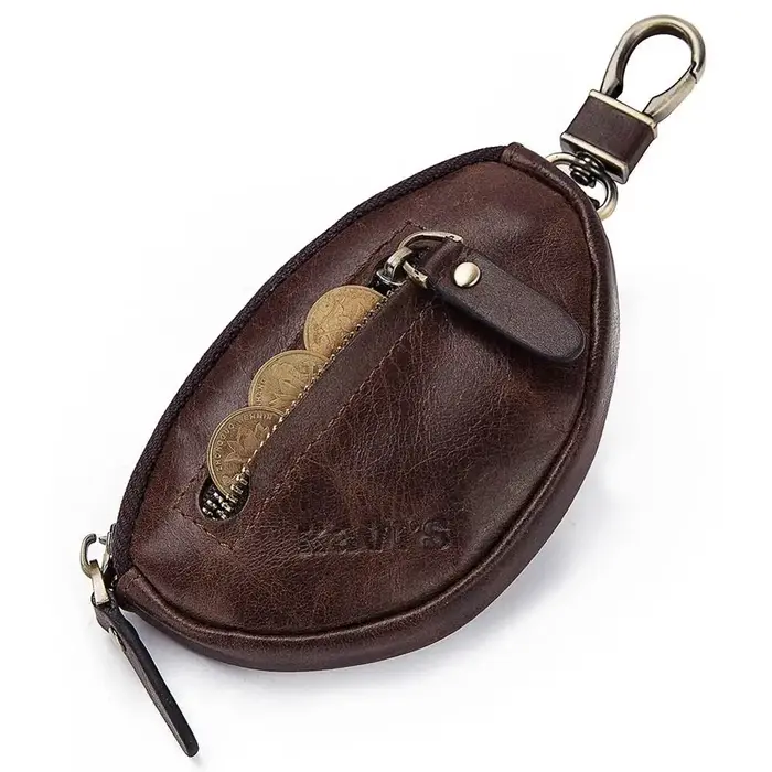KAVIS porte-monnaie en cuir véritable hommes portefeuille Mini court fermeture éclair sacs à main souples sac à clés cadeau pour poche d'argent petit support pour clé