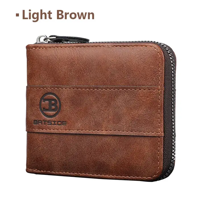 Nouveau porte-carte à fermeture éclair pour hommes, portefeuille court en cuir PU, porte-carte de gr