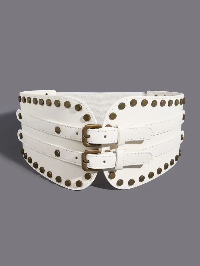 Ceinture en cuir PU à rivets Vintage pour femmes