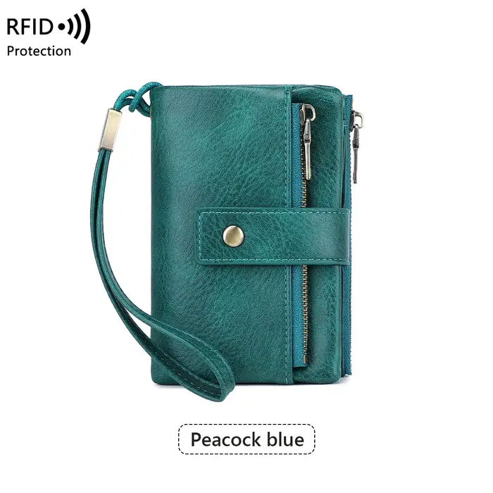 Portefeuille Vintage bloquant RFID pour femmes, avec Double fermeture éclair, plusieurs fentes pour 