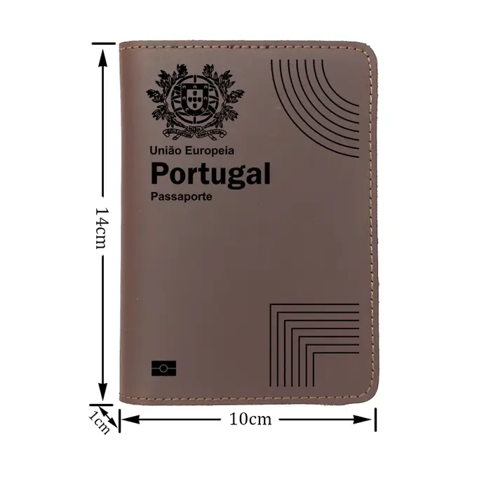Porte-passeport en cuir véritable fait à la main de la république portugais