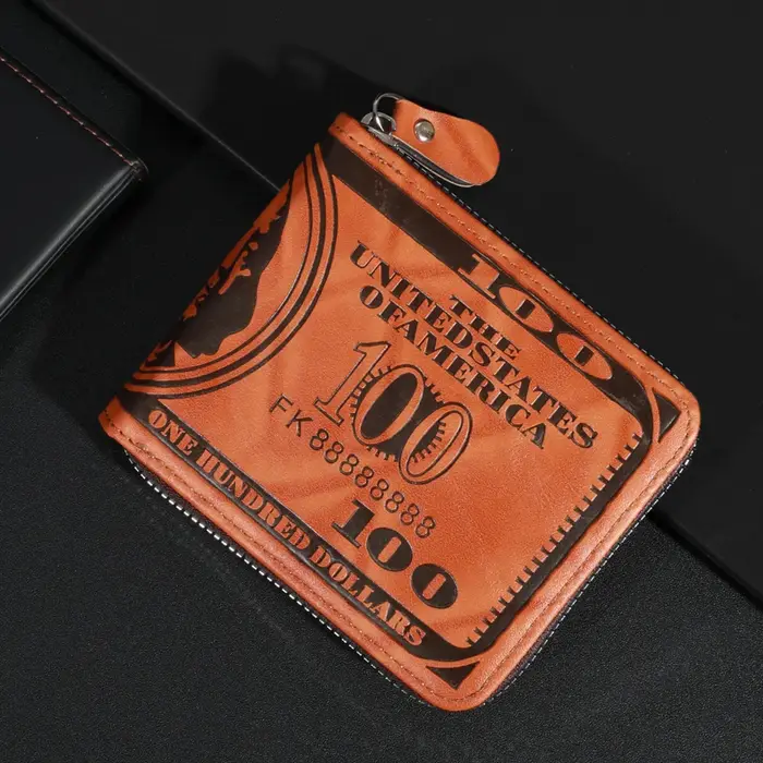 Portefeuille en cuir pour hommes à la mode avec un dollar américain – Espace et élégant avec porte-carte photo pour un usage quotidien