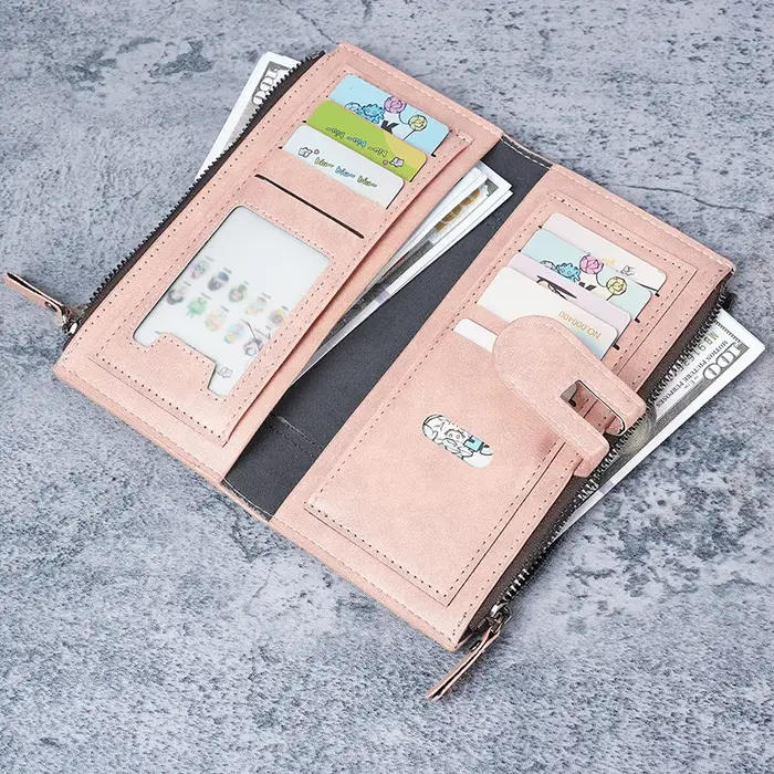 Portefeuille long en cuir PU tendance