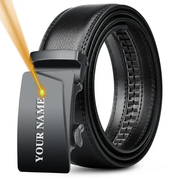 Ceinture personnalisée pour hommes avec nom gravé, ceinture à boucle automatique pour la fête des pè