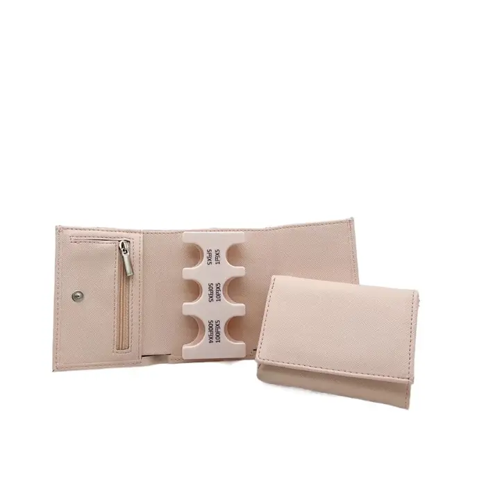 Porte-monnaie portable à trois volets avec boucle anti-perte