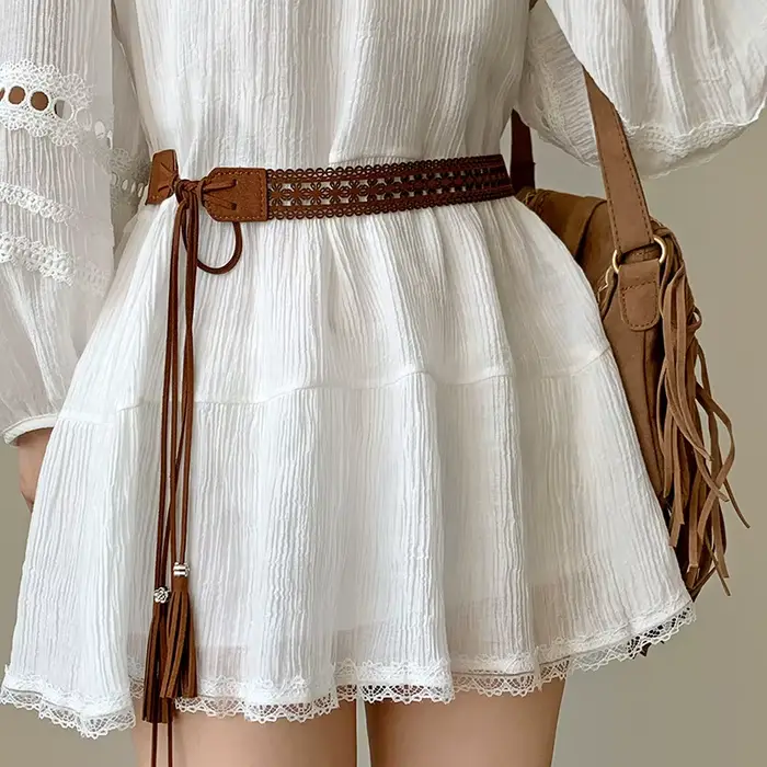 Ceinture large tressée pour femmes