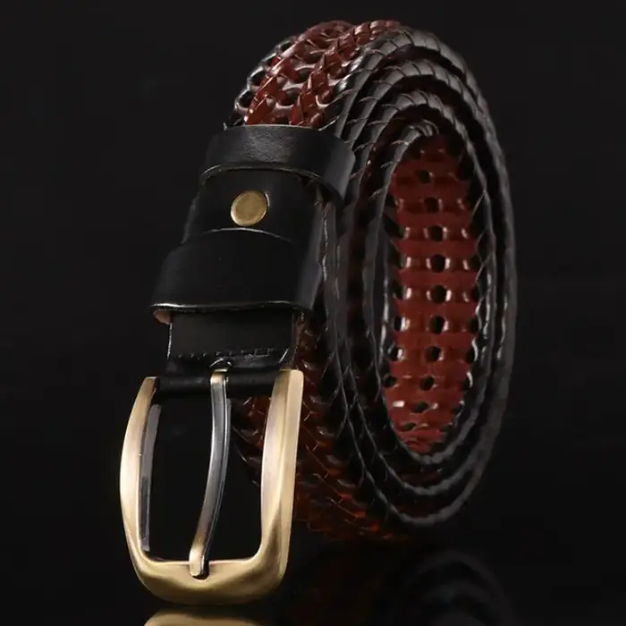 Ceinture tressée en cuir de vache véritable pour hommes et femmes, sangles tissées à la main, ceintu