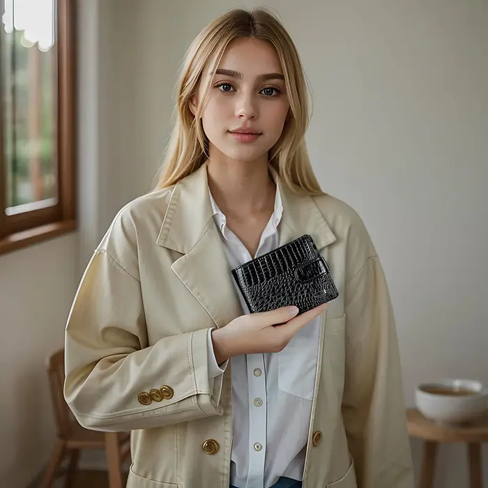 WESTAL portefeuille en cuir court mode grande capacité portefeuille en cuir verni multi-fonctionnel deux fois portefeuille pour femme