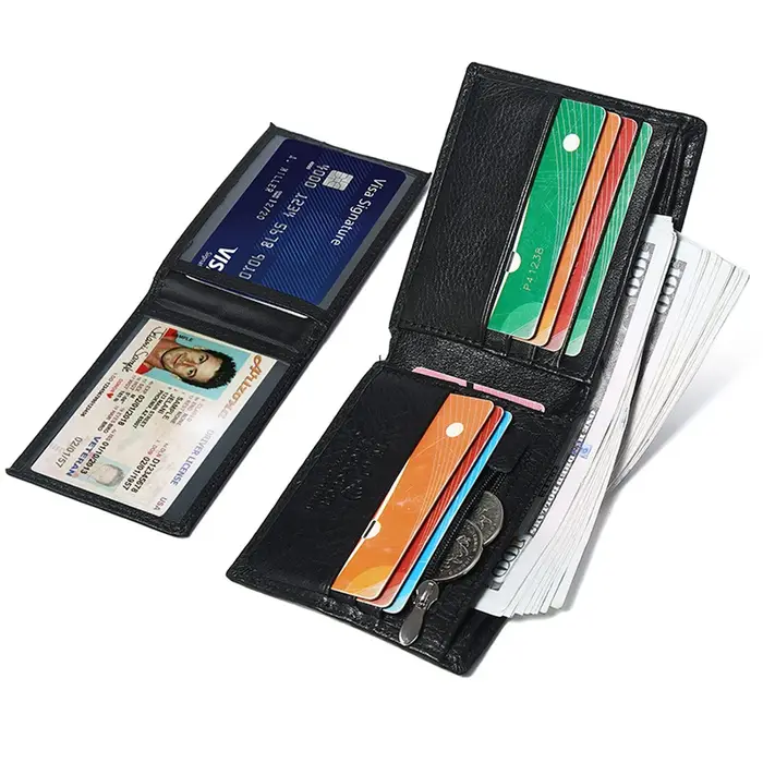 Portefeuille en cuir de vache pour hommes d'affaires