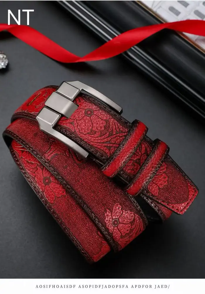 Ceinture vintage haut de gamme pour homme - ceintures en cuir noir et marron avec motifs sculptés exquis