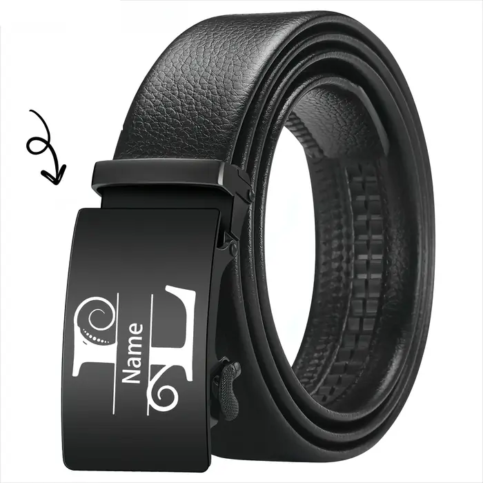 Ceinture pour hommes avec lettre de nom gravée personnalisée, boucle automatique en alliage, cadeau
