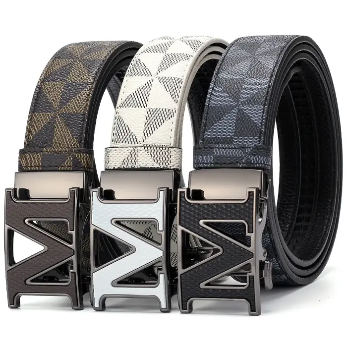 Ceinture en cuir pour hommes avec boucle automatique en métal