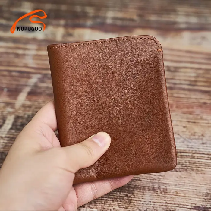 Portefeuille fin en cuir véritable pour homme