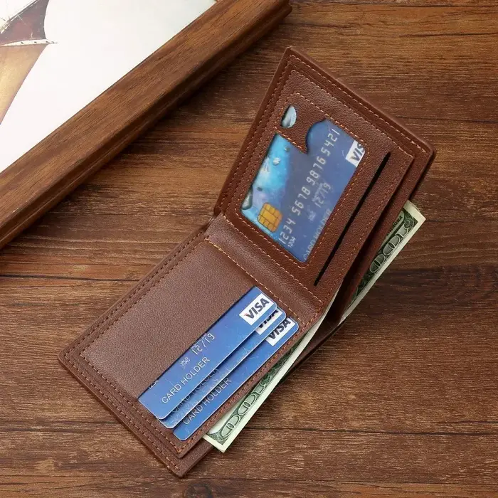 Portefeuille court en cuir pour hommes