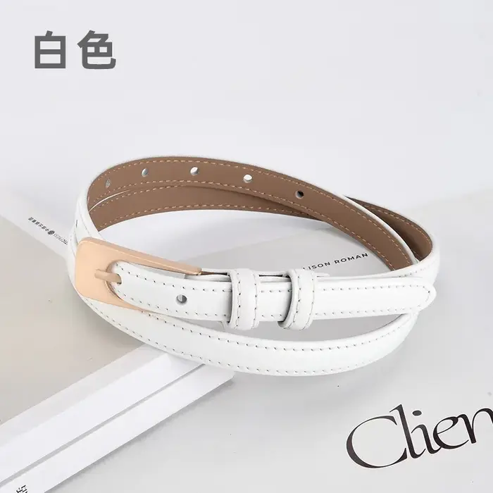 Ceintures en cuir à deux couches pour femmes avec boucle à ardillon, ceintures fines tendance pour r